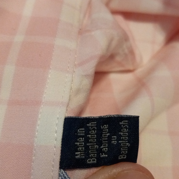 Tommy Hilfiger 16 Mens Checked Button Down Dress Shirt White Light Pink - Picture 7 of 8
